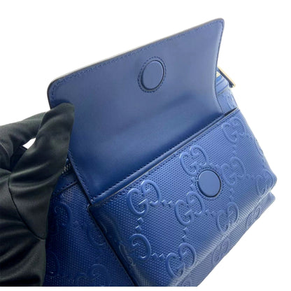 Gucci Calfskin GG Tennis Embossed Pocket Belt Bag Blue