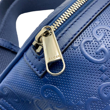Gucci Calfskin GG Tennis Embossed Pocket Belt Bag Blue