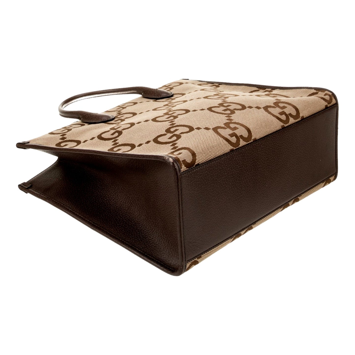 Gucci Beige Brown Canvas Jumbo GG Tote Bag Web Stripe Shoulder Strap