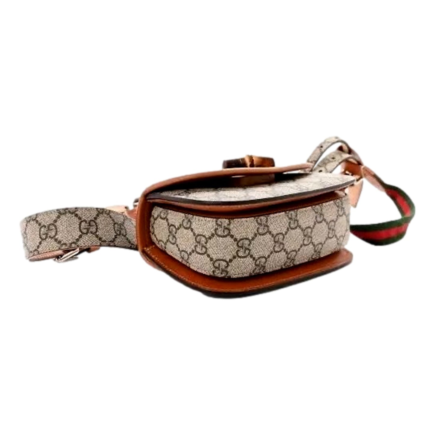 Gucci GG Supreme Monogram Web Bamboo 1947 Mini Belt Bag In Beige 75