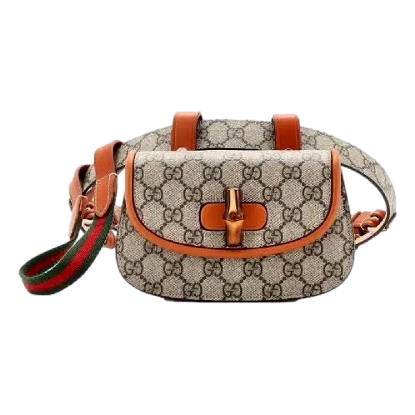 Gucci GG Supreme Monogram Web Bamboo 1947 Mini Belt Bag In Beige 75