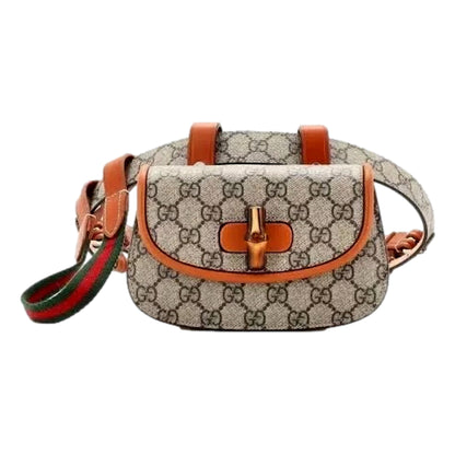 Gucci GG Supreme Monogram Web Bamboo 1947 Mini Belt Bag In Beige 75