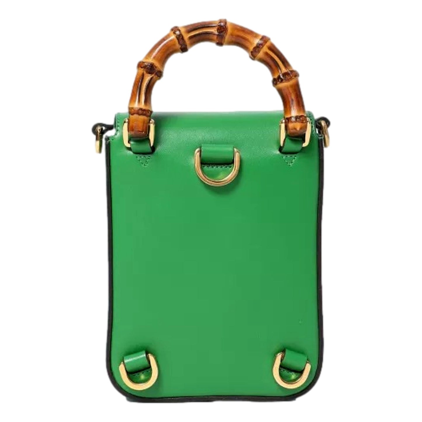 Gucci Bamboo Mini Handbag Top Handle Bag in Green Leather