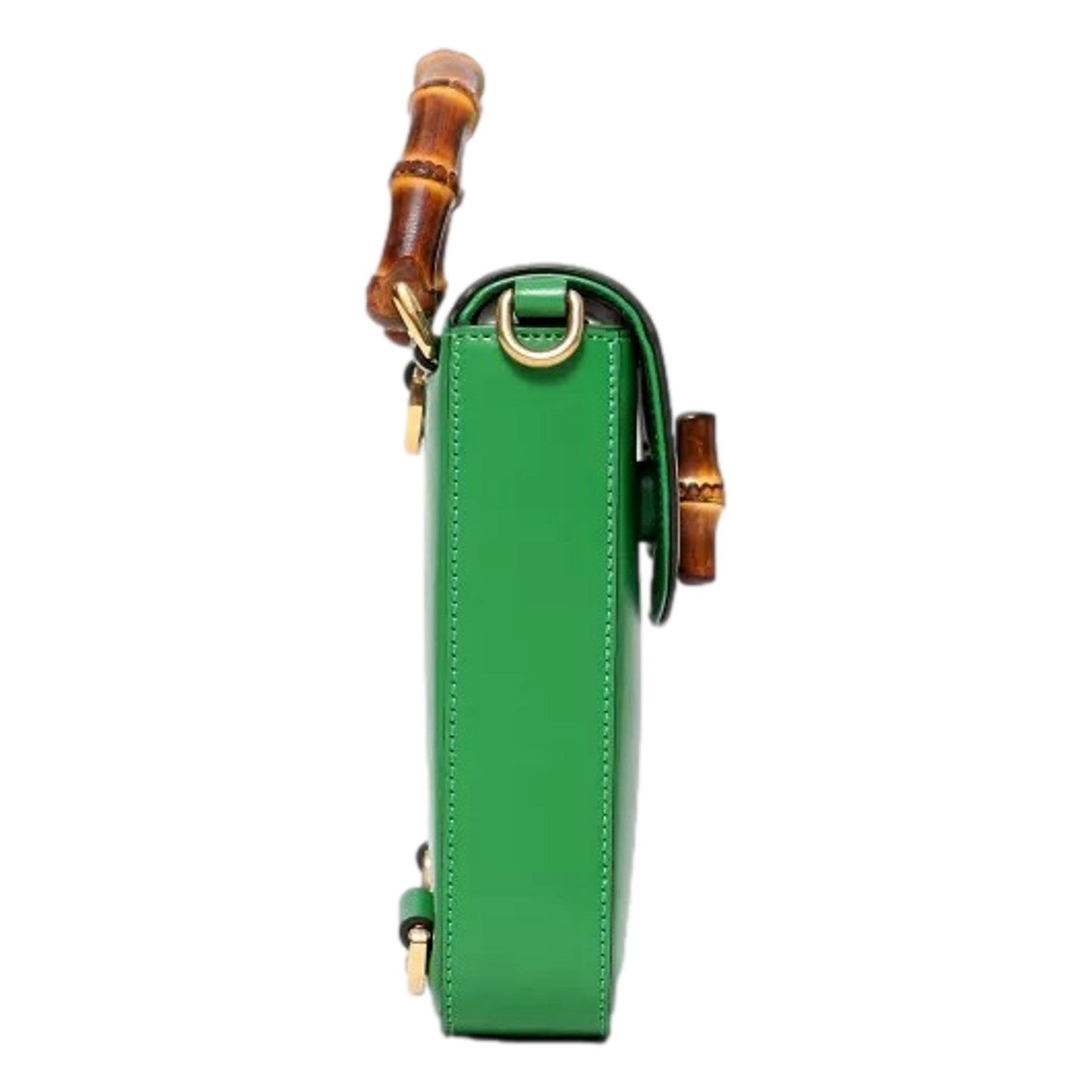 Gucci Bamboo Mini Handbag Top Handle Bag in Green Leather