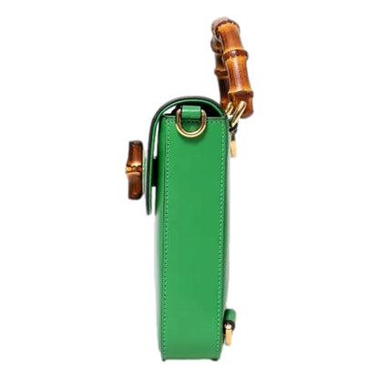 Gucci Bamboo Mini Handbag Top Handle Bag in Green Leather