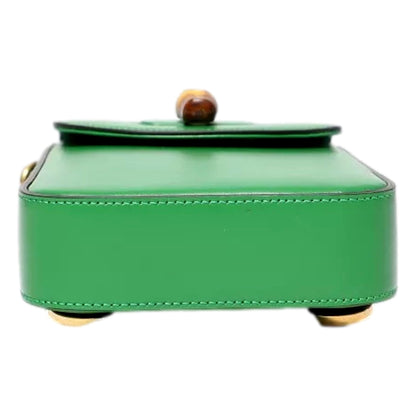 Gucci Bamboo Mini Handbag Top Handle Bag in Green Leather