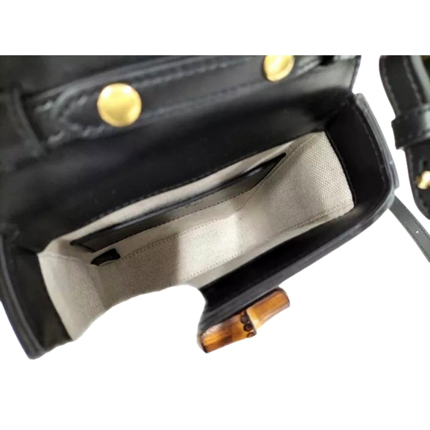 Gucci Bamboo Mini Handbag Top Handle Bag in Black Leather