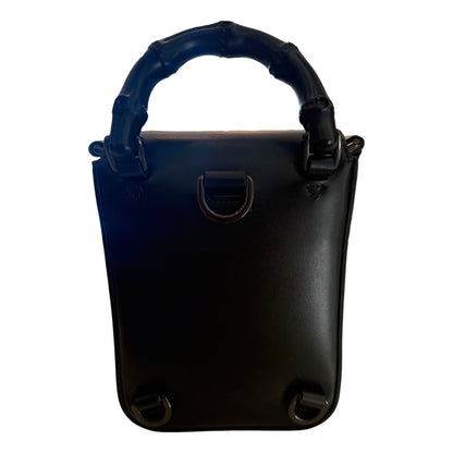 Gucci Bamboo 1947 Mini Handbag Top Handle Bag in Black Leather