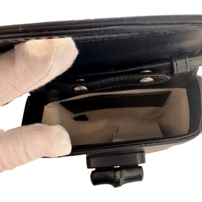 Gucci Bamboo 1947 Mini Handbag Top Handle Bag in Black Leather