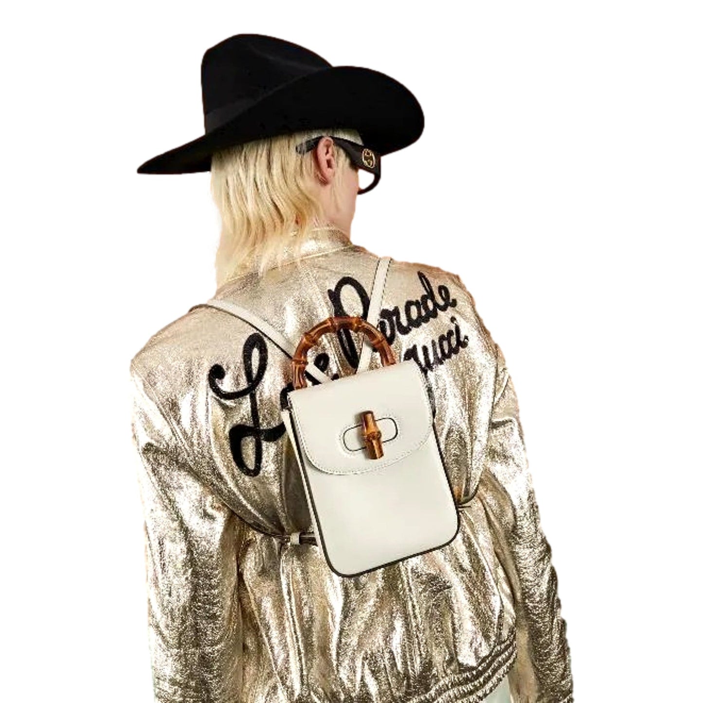 Gucci Bamboo Mini Handbag Top Handle Bag in Cream Leather