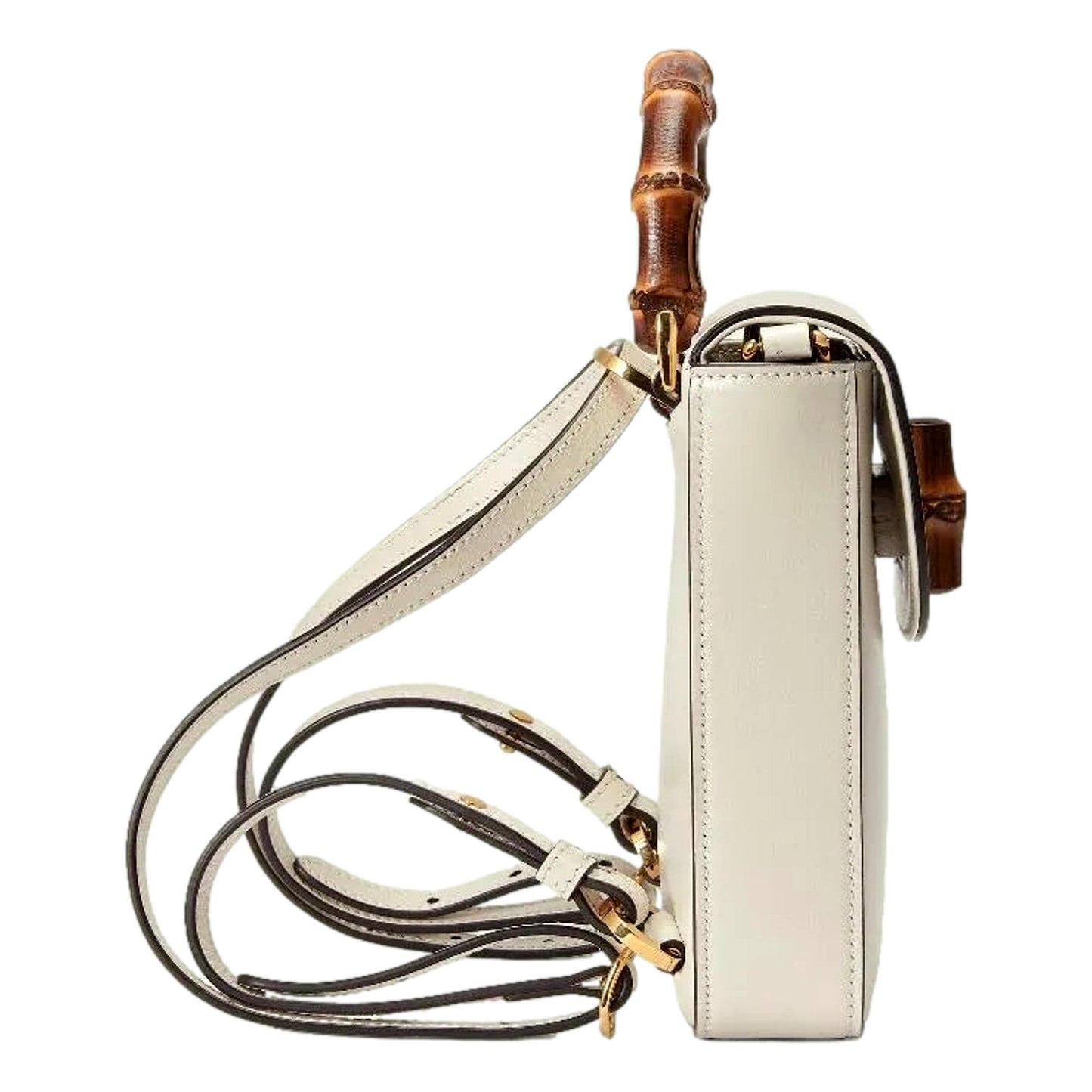 Gucci Bamboo Mini Handbag Top Handle Bag in Cream Leather