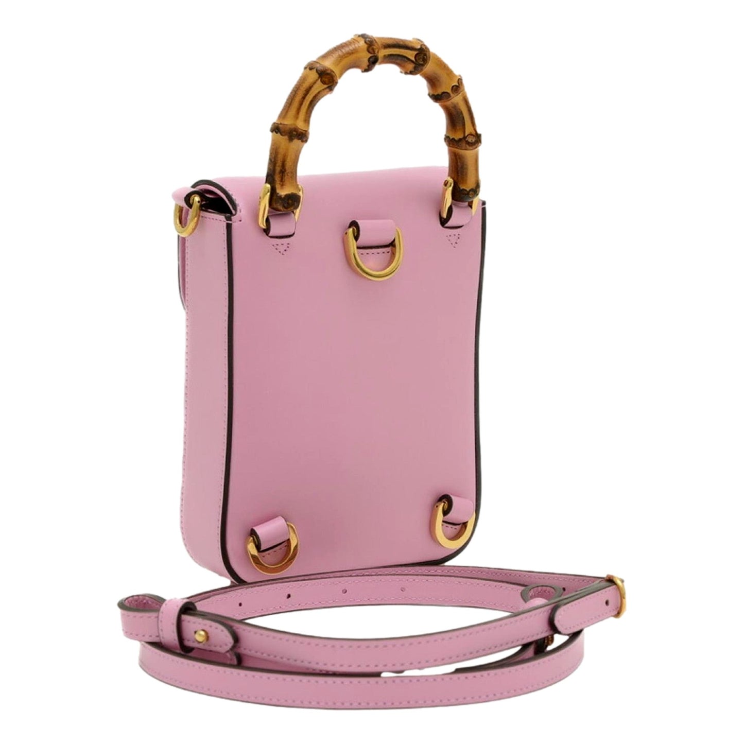 Gucci Bamboo Mini Handbag Top Handle Bag in Pink Leather