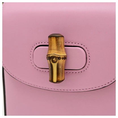 Gucci Bamboo Mini Handbag Top Handle Bag in Pink Leather