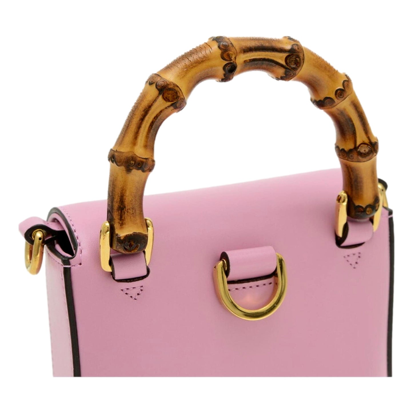 Gucci Bamboo Mini Handbag Top Handle Bag in Pink Leather