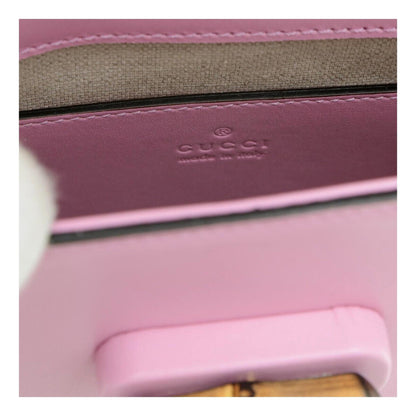 Gucci Bamboo Mini Handbag Top Handle Bag in Pink Leather