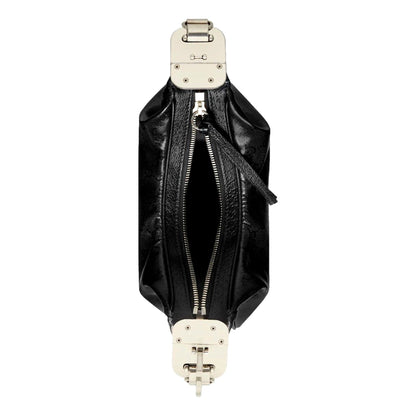 Gucci Attache Web Stripe Small Shoulder Bag Black Leather