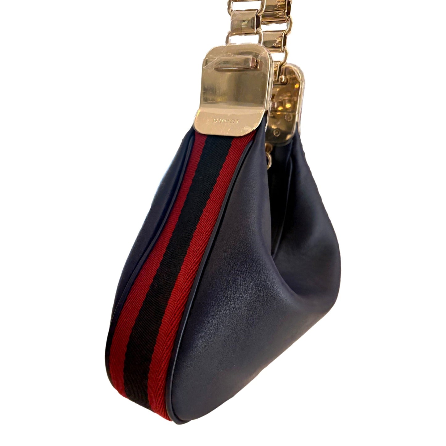 Gucci Attaché Small Shoulder Bag Navy Leather