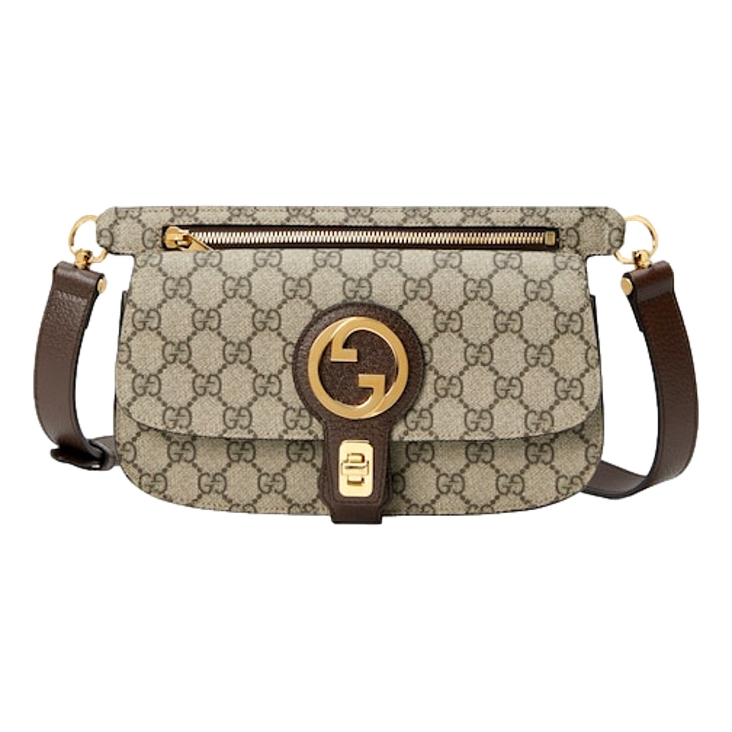 Gucci GG Supreme Blondie Canvas Belt Bag Brown Beige Size 110