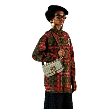 Gucci GG Supreme Blondie Canvas Belt Bag Brown Beige Size 110