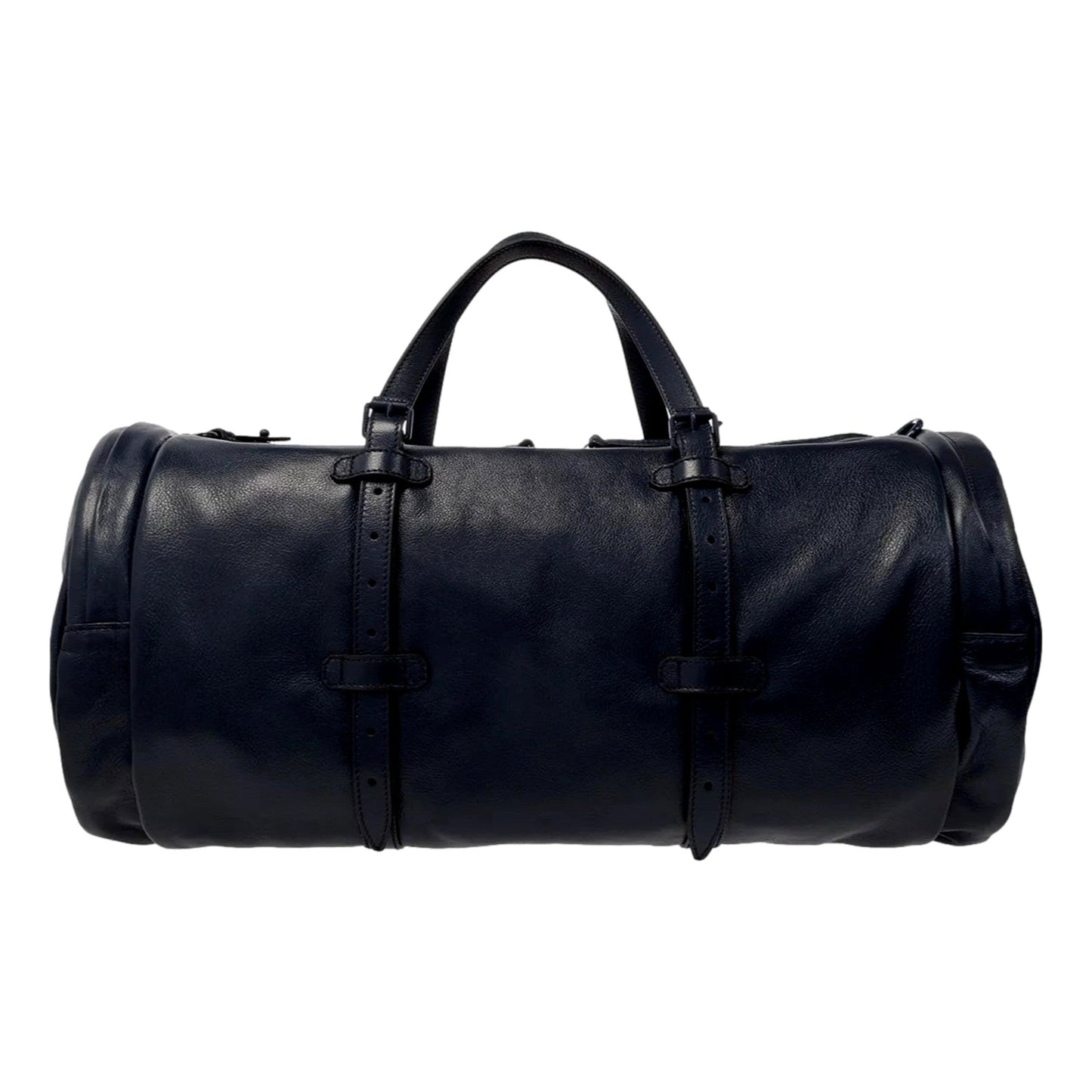 Gucci GG Logo Deep Blue Buffalo Leather Duffle Tote with Strap