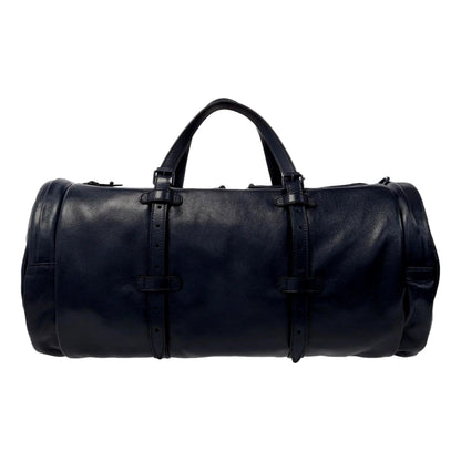 Gucci GG Logo Deep Blue Buffalo Leather Duffle Tote with Strap