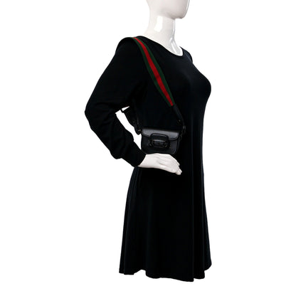 Gucci Azalea Calfskin Web Monochrome Horsebit 1955 Mini Handbag Black