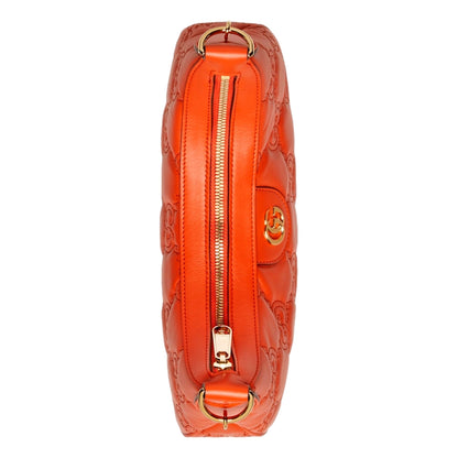 Gucci GG Quilted Matelassé Leather Small Shoulder Handbag In Orange