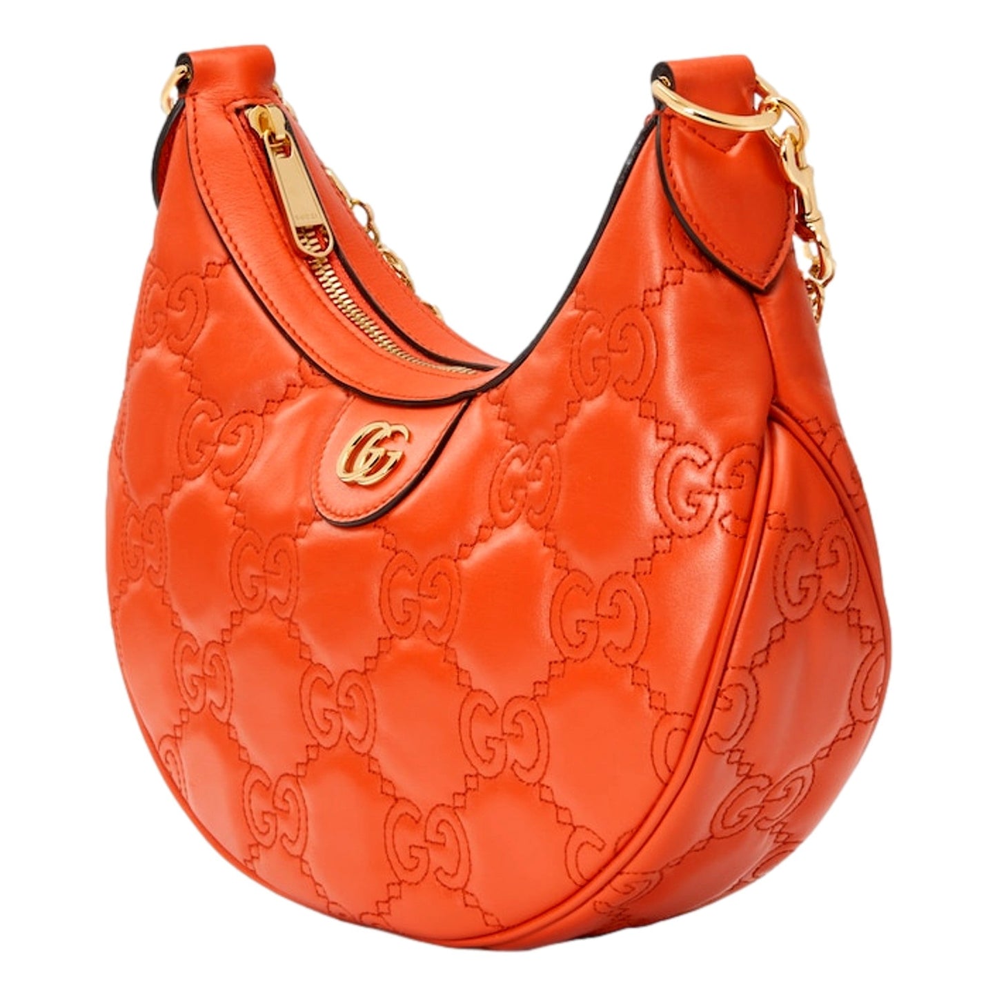 Gucci GG Quilted Matelassé Leather Small Shoulder Handbag In Orange