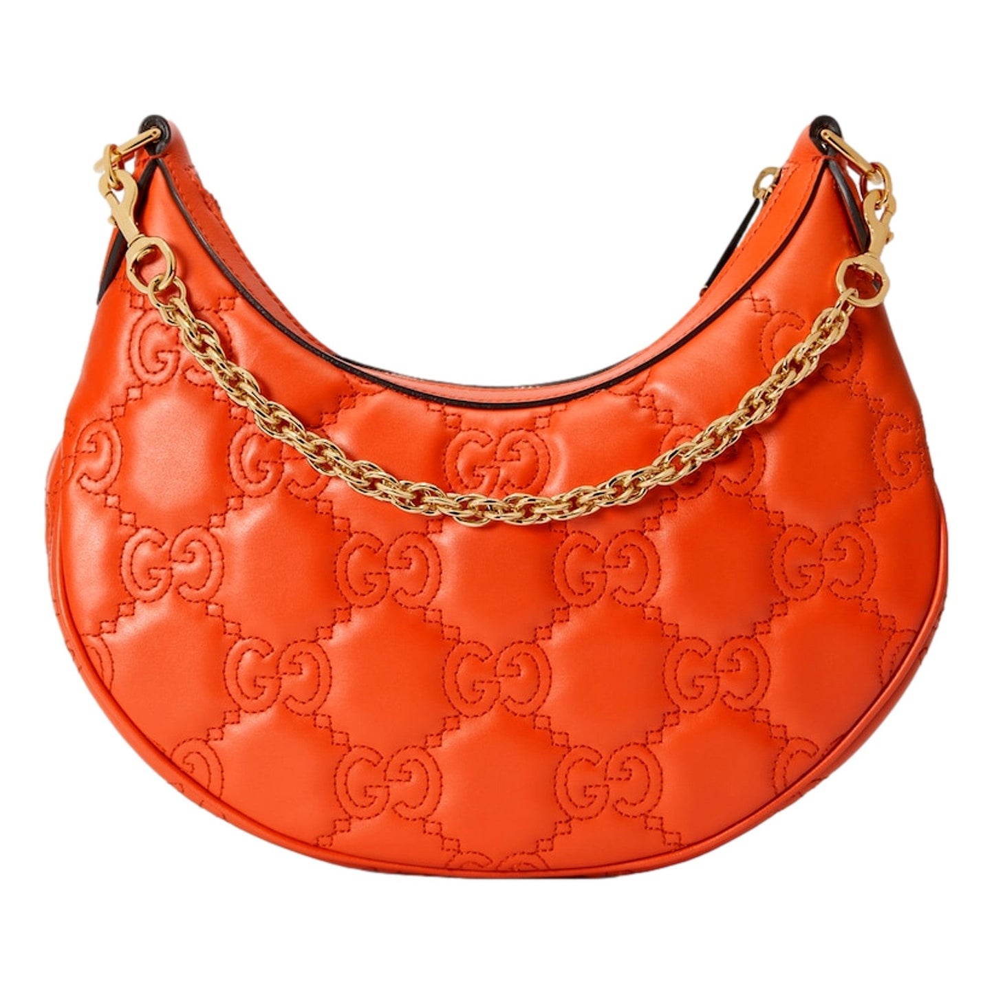 Gucci GG Quilted Matelassé Leather Small Shoulder Handbag In Orange