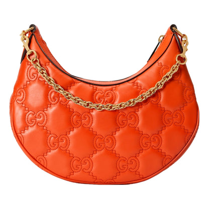 Gucci GG Quilted Matelassé Leather Small Shoulder Handbag In Orange