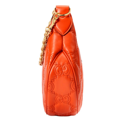 Gucci GG Quilted Matelassé Leather Small Shoulder Handbag In Orange