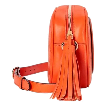 Gucci Blondie GG Patch Diagonal Stitching Orange Leather Crossbody Handbag