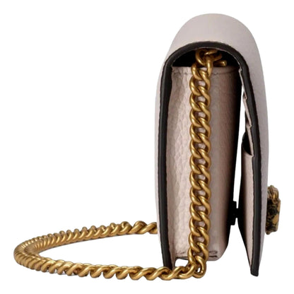 Gucci Interlocking Double G Python Leather Bow Chain Wallet Light Pink