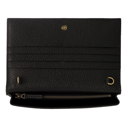 Gucci Interlocking Double G Python Leather Bow Chain Wallet Black