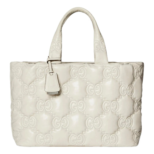 Gucci GG Guccissima Matelassé Leather Cream White Tote Bag