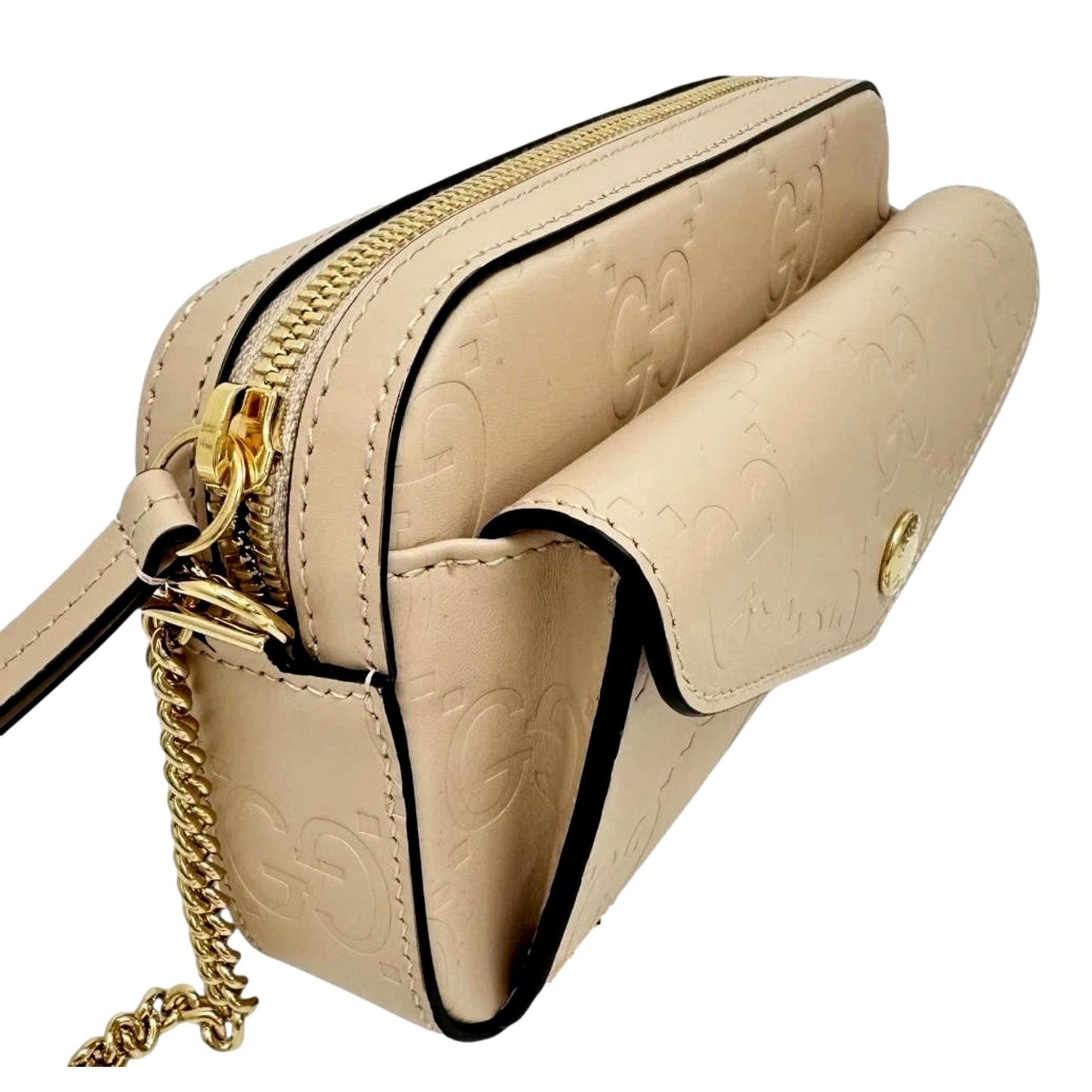 Gucci Gilbert Calfskin Mini Envelope Beige Crossbody Bag