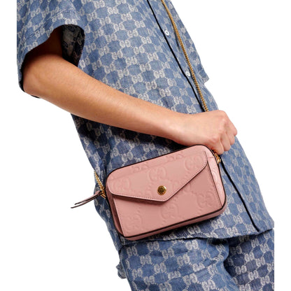 Gucci Gilbert Calfskin Mini Envelope Pink Crossbody Bag