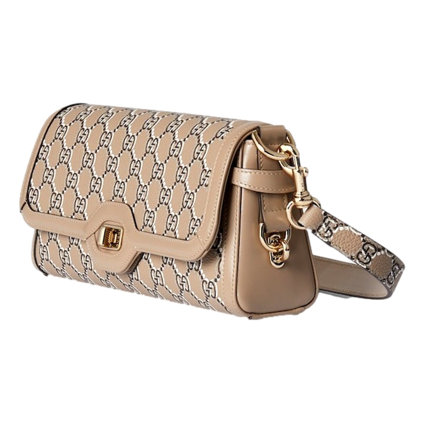 Gucci Luce Optical Printed GG Leather Beige Shoulder Bag