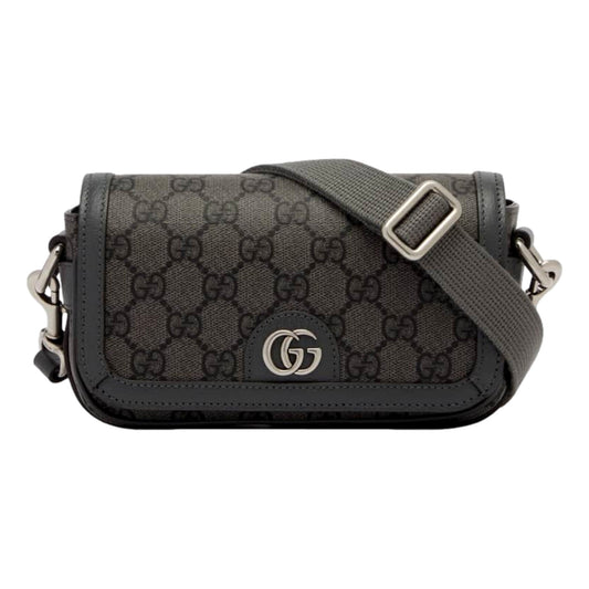 Gucci Ophidia Super Mini GG Supreme Canvas Shoulder Bag Gray Black