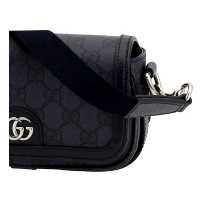 Gucci Ophidia Super Mini GG Supreme Canvas Shoulder Bag Navy Blue