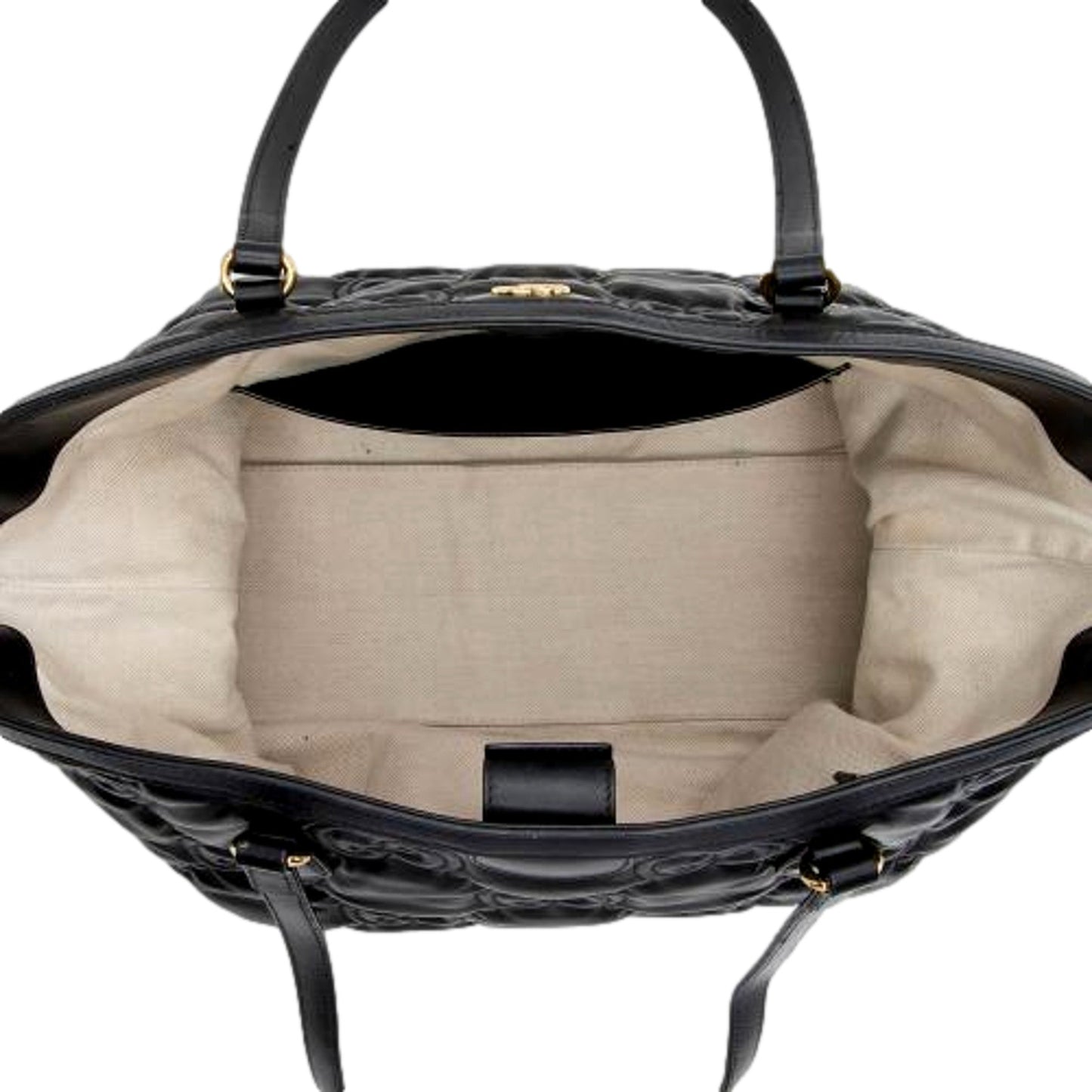 Gucci Ophidia Jumbo GG Matellase Medium Black Leather Tote