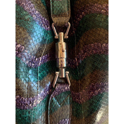 Gucci Jackie Python Leather Green Purple Large Shoulder Bag
