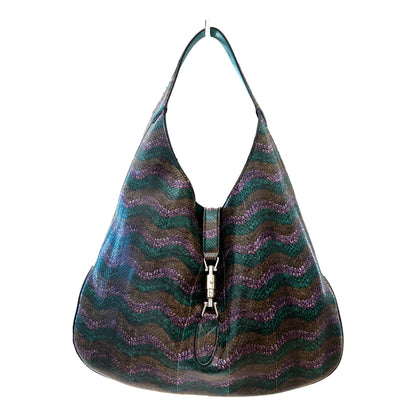 Gucci Jackie Python Leather Green Purple Large Shoulder Bag