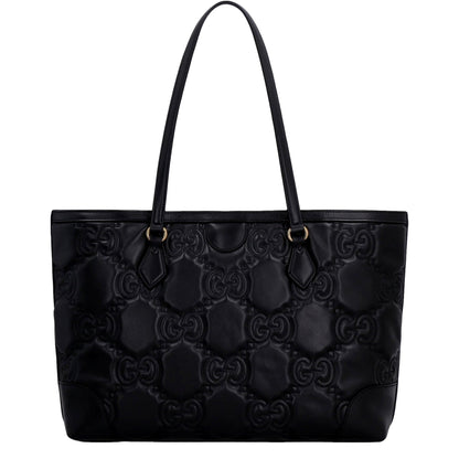Gucci Ophidia Jumbo GG Matellase Medium Black Leather Tote