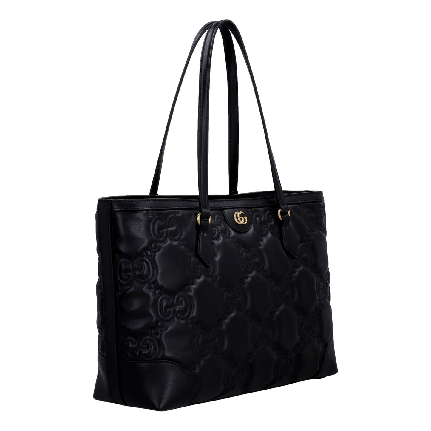 Gucci Ophidia Jumbo GG Matellase Medium Black Leather Tote