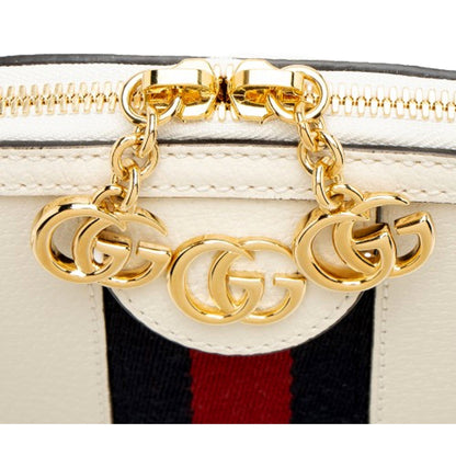 Gucci Ophidia Dome Sherry Leather Web Stripe Cream White Crossbody Handbag