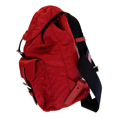 Prada Re-Edition Re-Nylon Drawstring Backpack Fuoco Burgundy Red Medium Womens