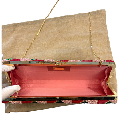 Gucci Broadway Embellished Sequins and Crystals Red Green Pink Chain Shoulder Bag Clutch