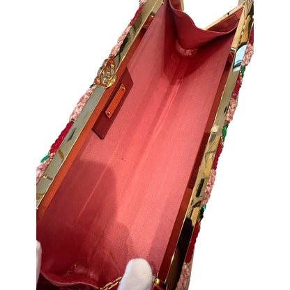 Gucci Broadway Embellished Sequins and Crystals Red Green Pink Chain Shoulder Bag Clutch