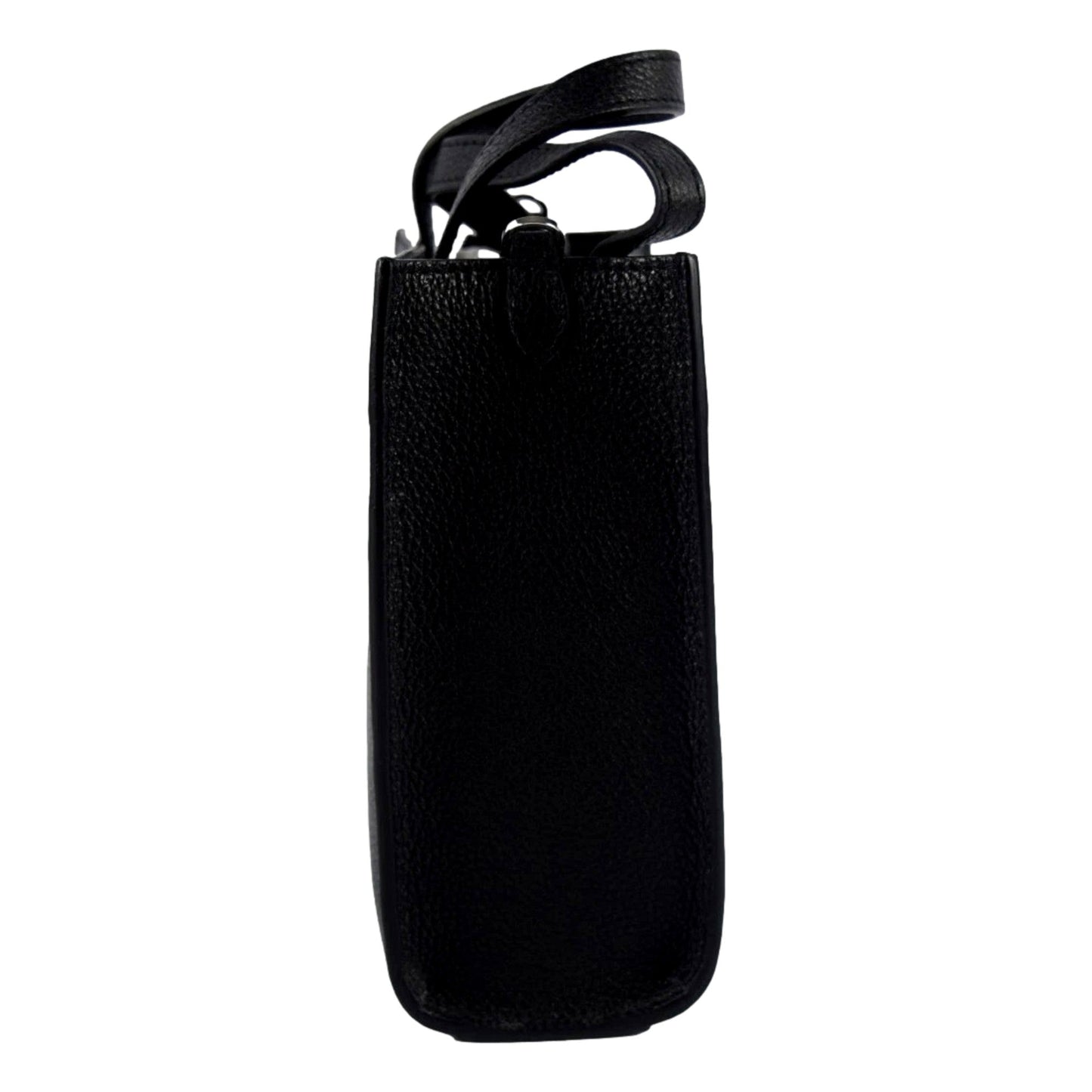 Jimmy Choo Black Leather Mini Shopper Handbag Crossbody Embossed Logo